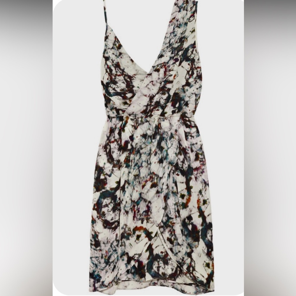 Rebecca Minkoff Womens 10 100% Silk Mini Dress Abstract Pattern Spaghetti Strap
